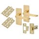 Polished Brass Victorian Straight Latch Door Handles Pack - Short Plate