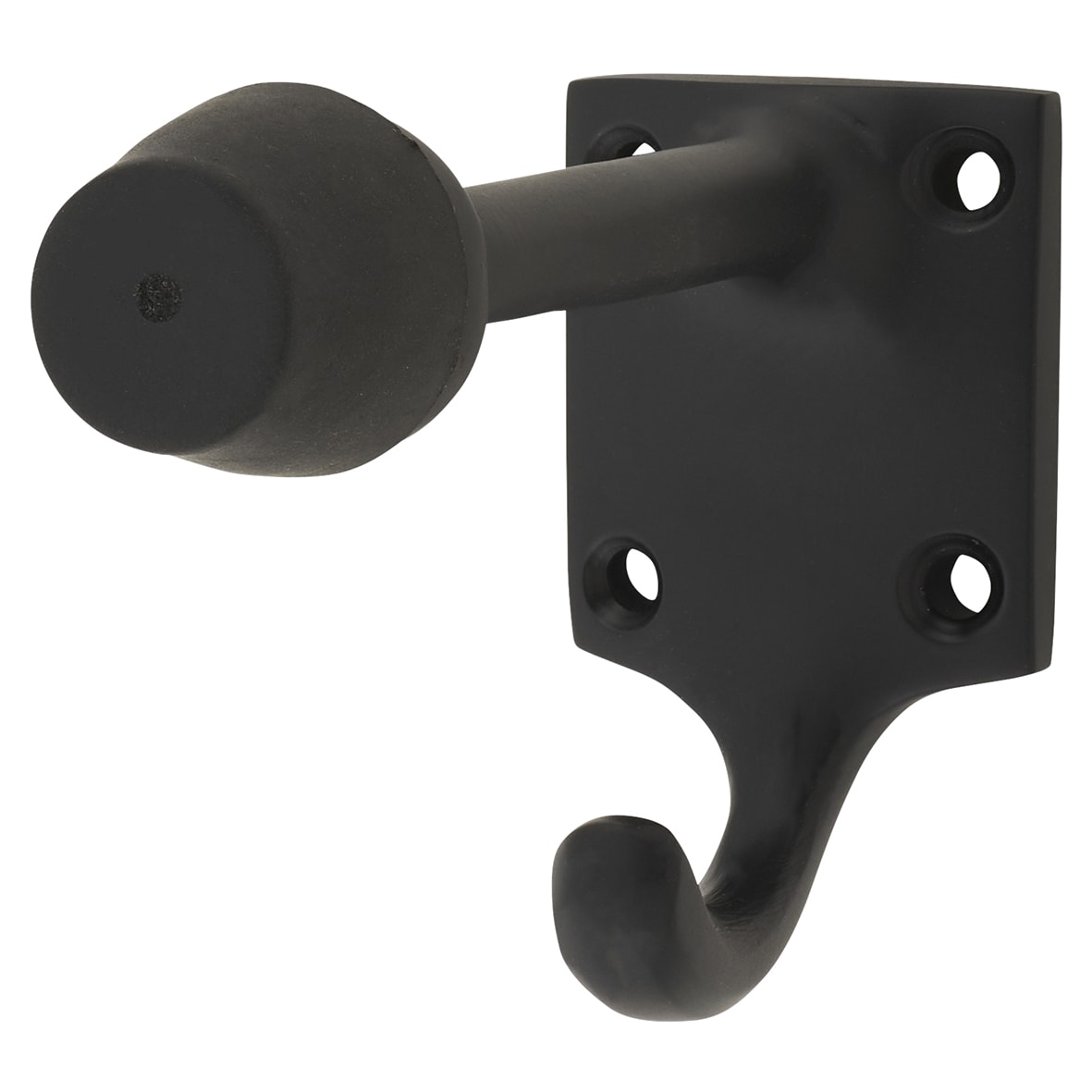 Cubical Single Hat & Coat Hook with Buffer - 85 x 55mm - Matt Black