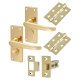 Polished Brass Victorian Straight Privacy Latch Door Handles Pack - Short Plate