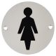 Ladies Toilet Door Sign - 75mm Diameter - Satin Aluminium