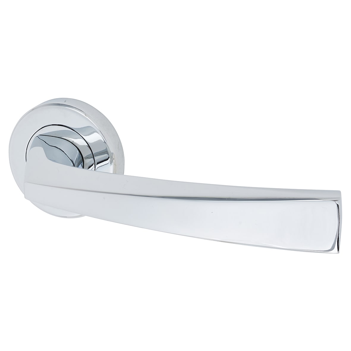 Brass Polished Chrome Door Handles on Round Rose - Scopo Range