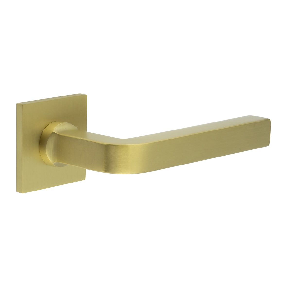 Satin Brass Unsprung Fire Rated Door Handles on Square Rose - CR-104 Range