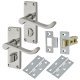 Polished Chrome Budget Scroll Privacy Door Handles Pack - Short Plate