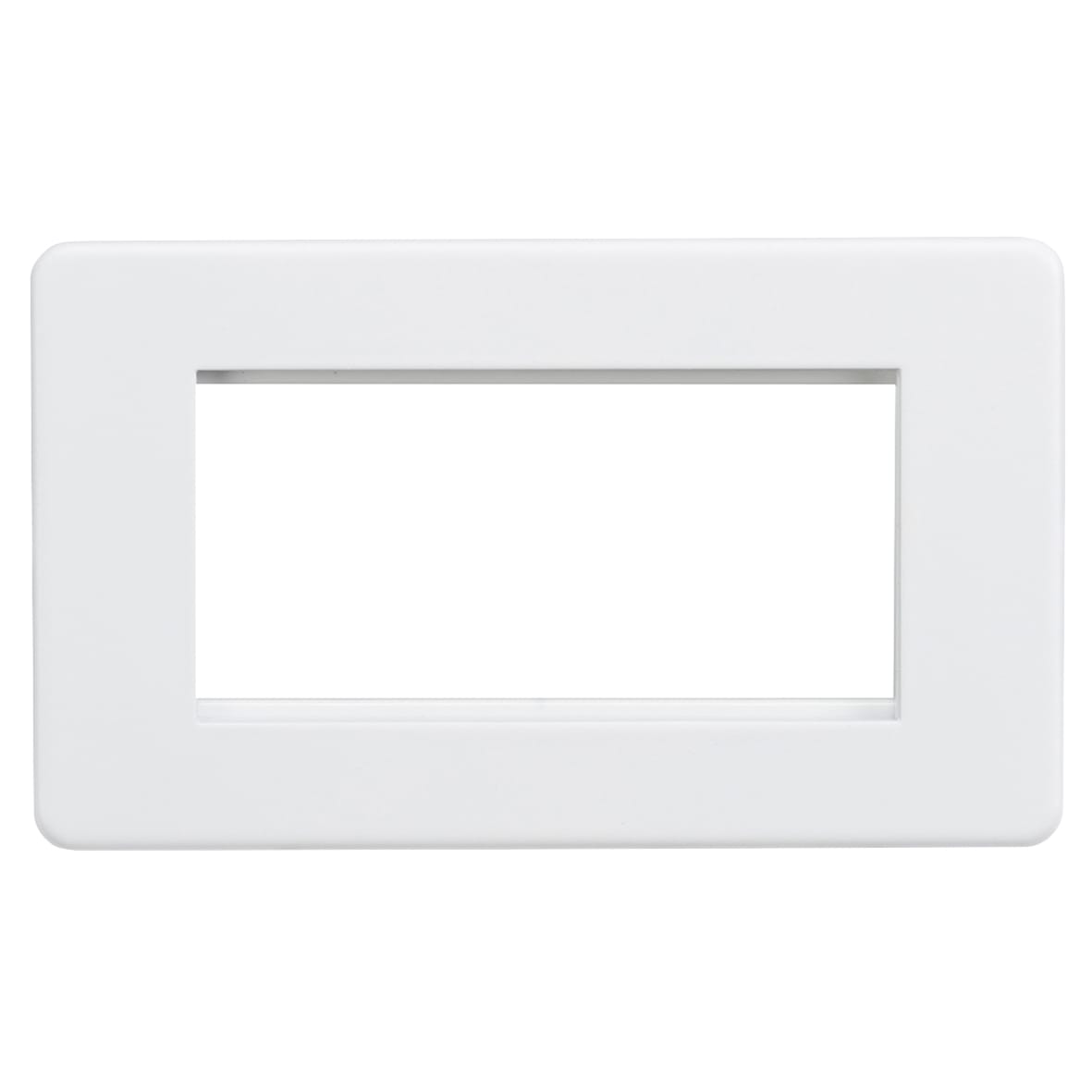 2 Gang 4 Module Euro Screwless Faceplate - Matt White