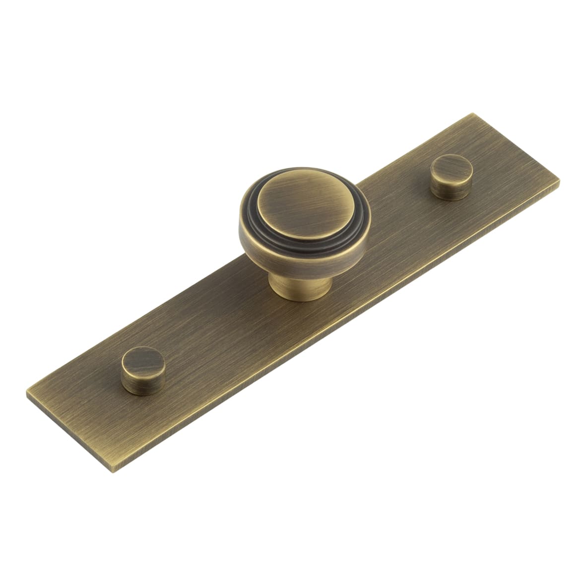 Cropley Stepped Round Cabinet Knob on Plain Backplate - 30mm Diameter - Antique Brass