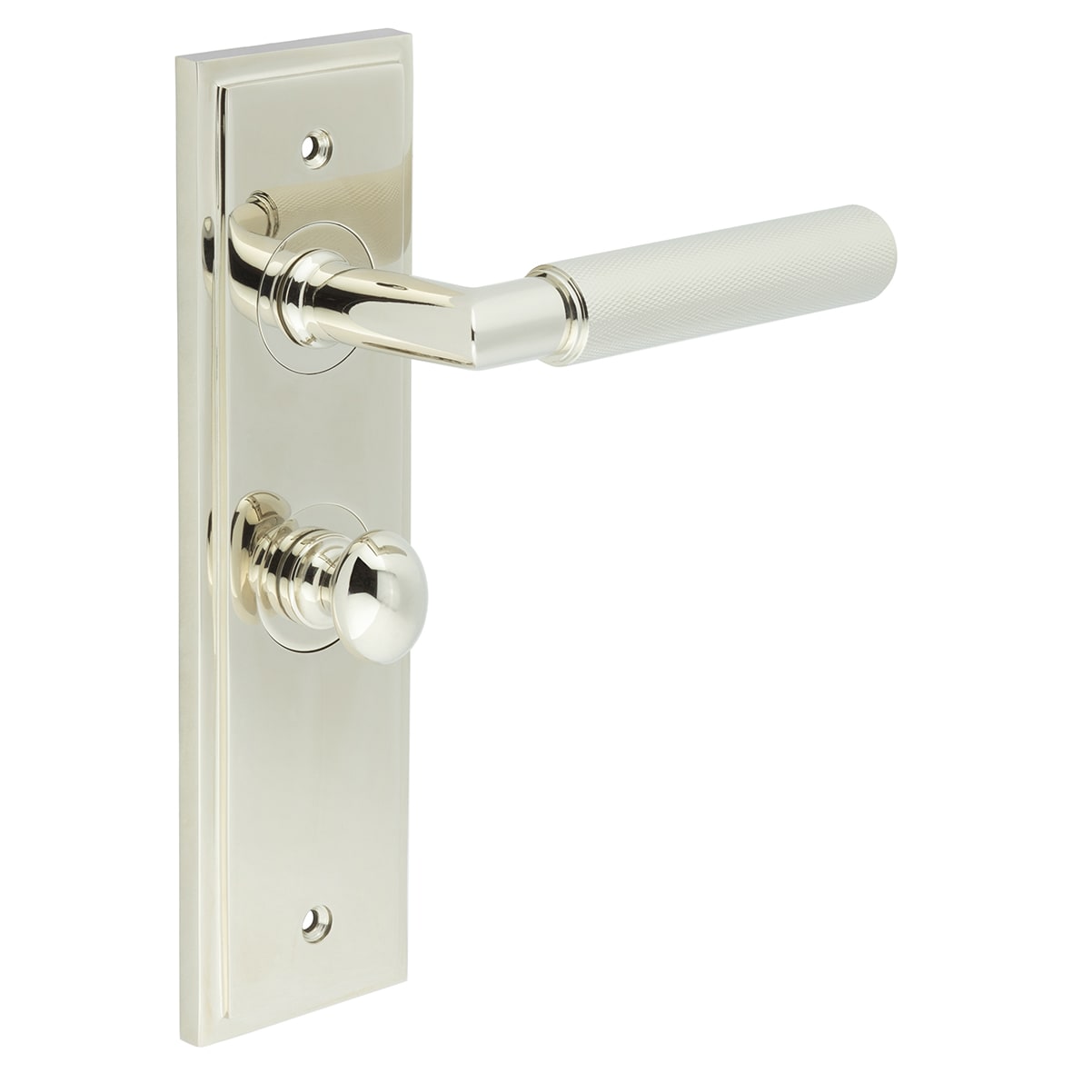 Polished Nickel Fire Rated Bathroom Door Handles - Piccadilly - Inner 1 - 200 x 55mm