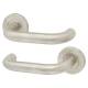 Satin Stainless Steel 19mm Return to Door Handles on Round Rose