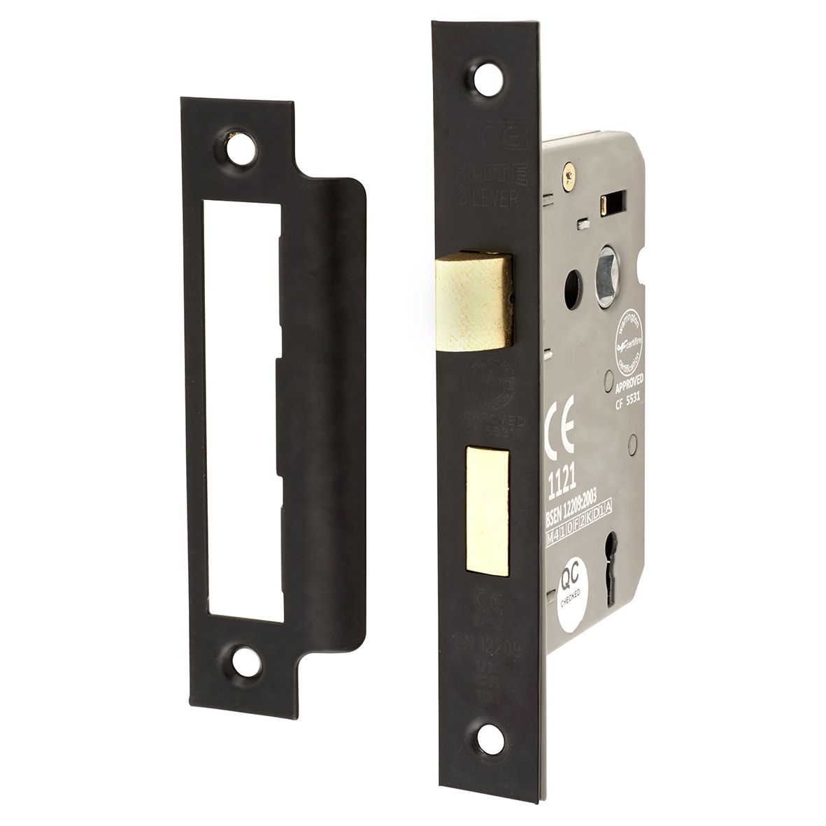 Bolt Through 3 Lever Sashlock - 75mm Case - 57mm Backset - Matt Black