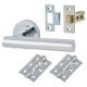 Polished Chrome Latch Door Handles on Rose Pack - Bella Range