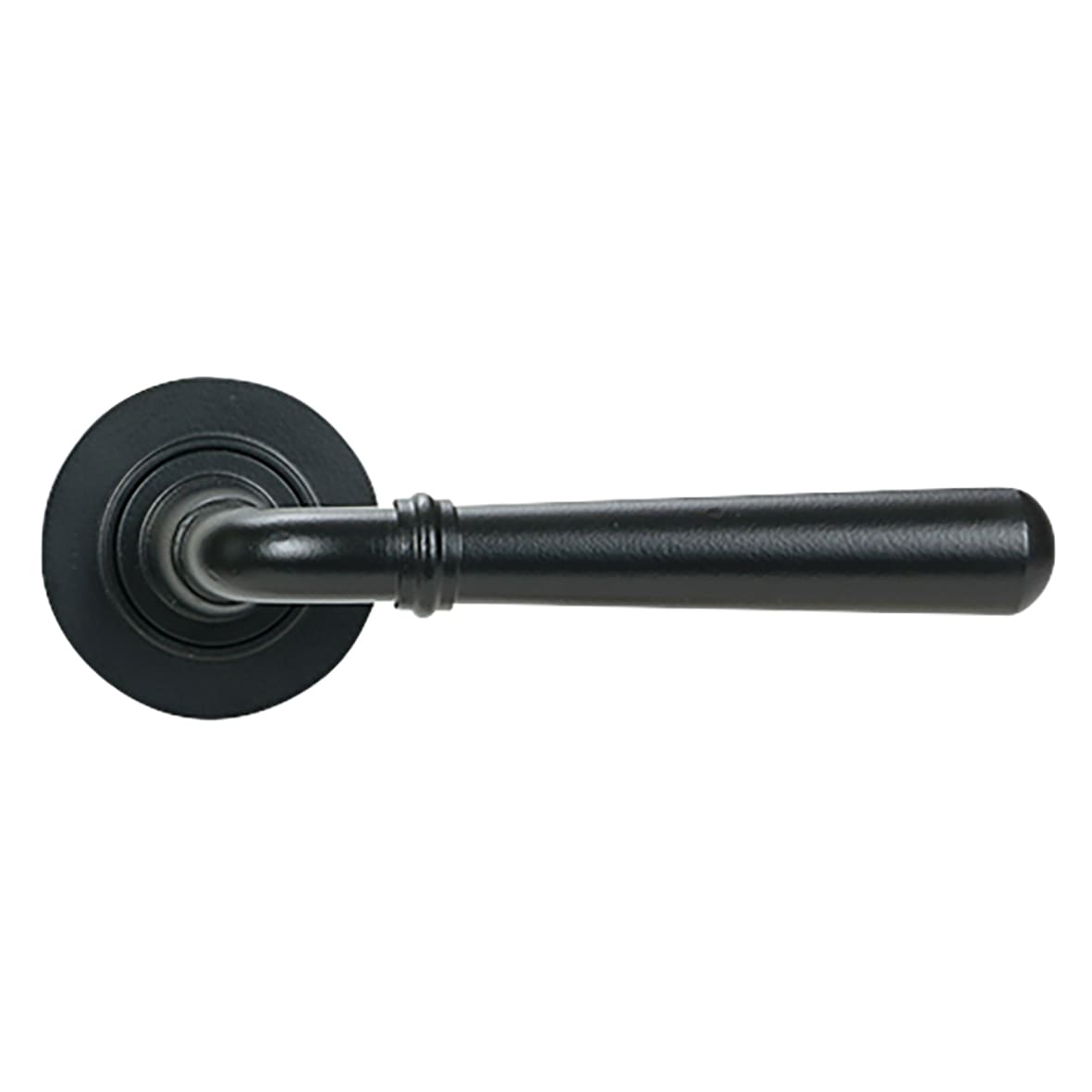 Matt Black Door Handles on Round Rose - Newbury Range