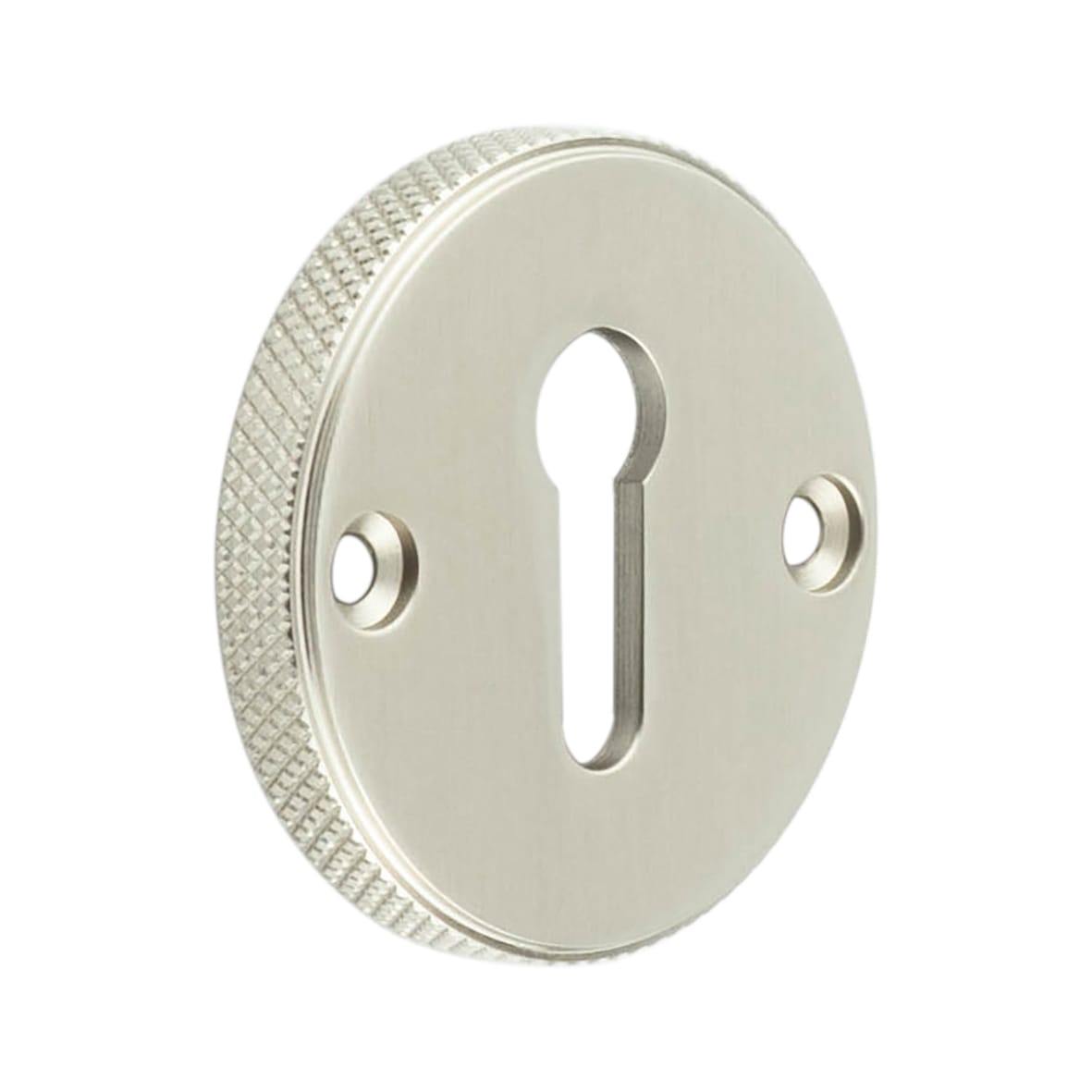 Westbourne Knurled Escutcheon - 40mm Diameter - Keyhole - Satin Nickel