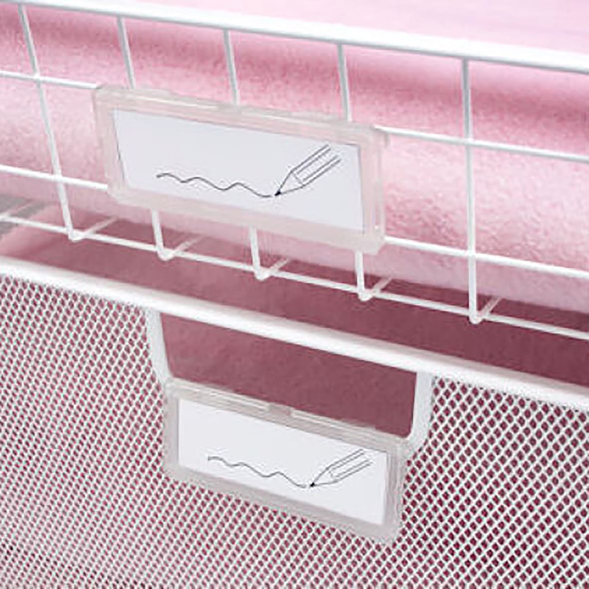 Drawer Basket Tower - Label Holders for Mesh & Wire Drawers - Translucent