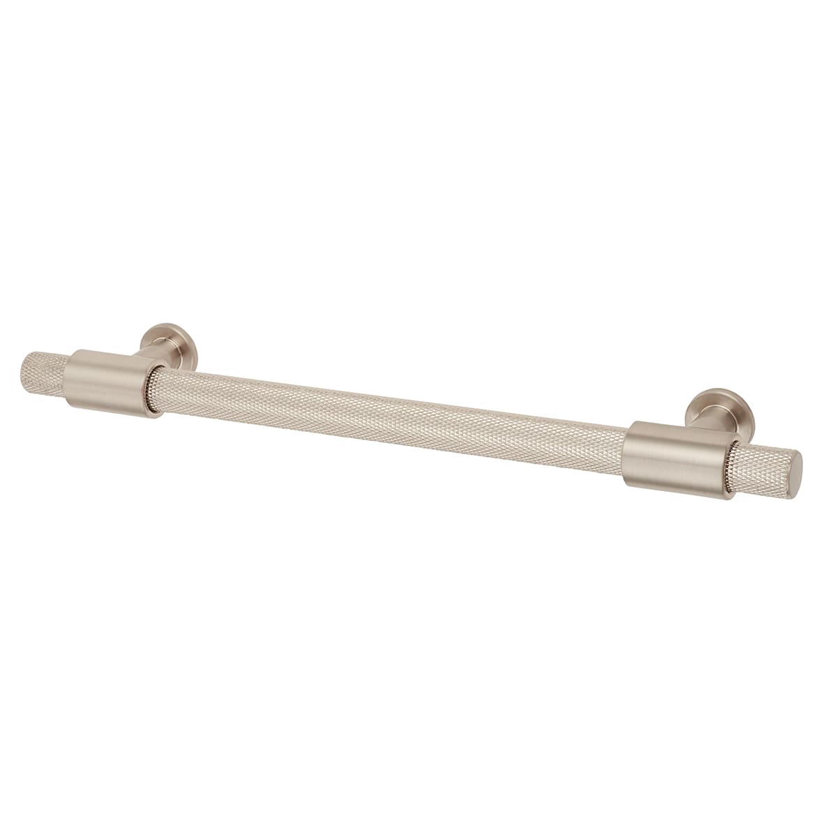 Falmouth 12mm Knurled T-Bar Cabinet Pull Handle - 160mm Centres - Satin Nickel