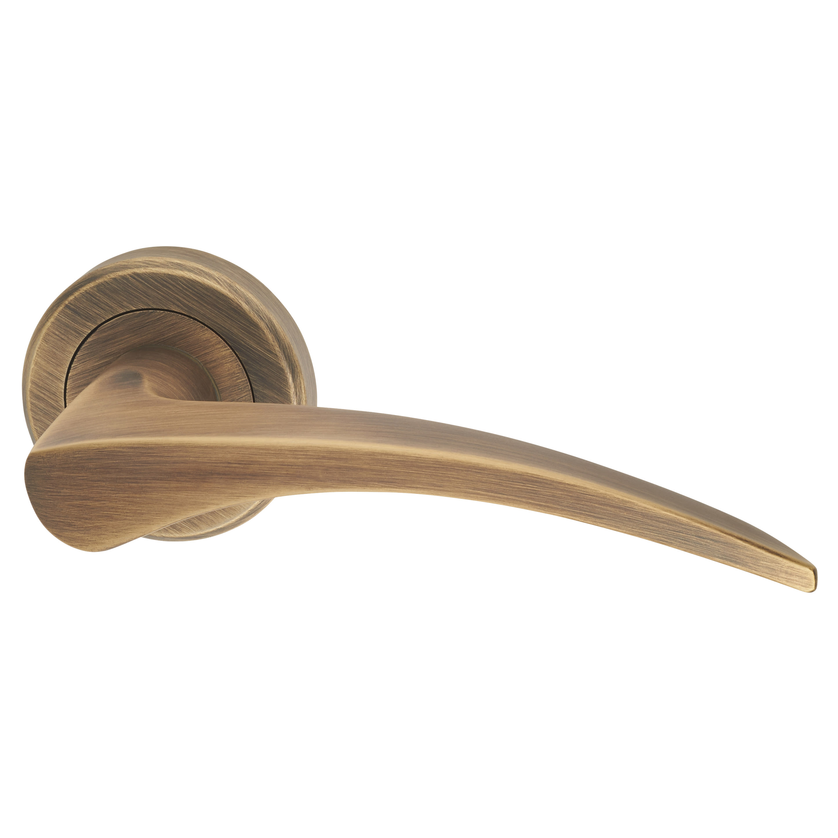 Brass Antique Brass Door Handles on Round Rose - Olivier Range