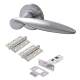 Satin Chrome Latch Door Handles on Rose Pack - Lancaster Range