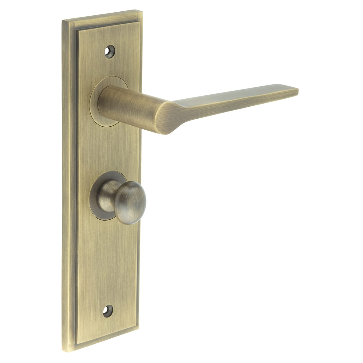Antique Brass Fire Rated Bathroom Door Handles - Knightsbridge - Inner 1 - 200 x 55mm