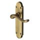 Marcus Antique Brass Scroll Latch Door Handles - Savoy Range - 171 x 42mm
