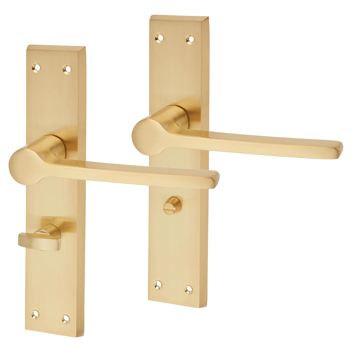 Satin Brass Bathroom Door Handles - Farley Range - 200 x 42mm