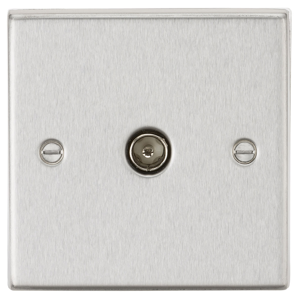1 Gang Square Edge Non Isolated TV Outlet - Brushed Chrome