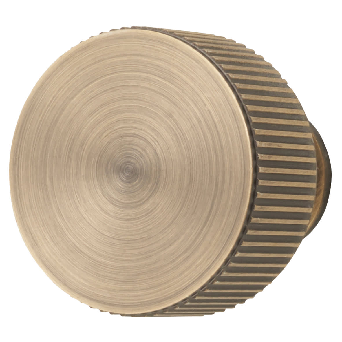 Lines Radio Round Cabinet Knob - 35mm Diameter - Antique Brass