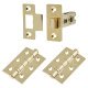 Tubular Latch Pack - 76mm Case - 57mm Backset - 2 x Fire Rated Ball Bearing Hinges - Polished Brass