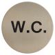 WC Toilet Door Sign - Self Adhesive - 75mm Diameter - Satin Stainless Steel