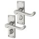 Satin Chrome Budget Scroll Privacy Door Handles - Short Plate - Mia Range - 114 x 42mm