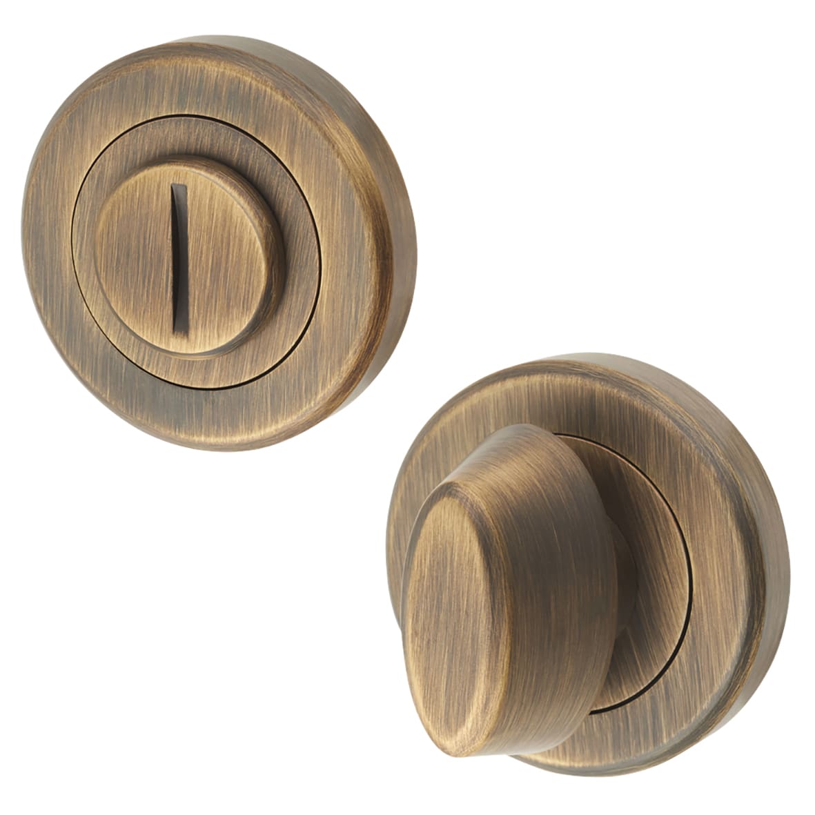 Brass Bathroom Turn & Release - 50mm Diameter - Oval - Antique Brass