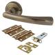 Rochester Latch Door Handles on Rose Pack - Antique Brass