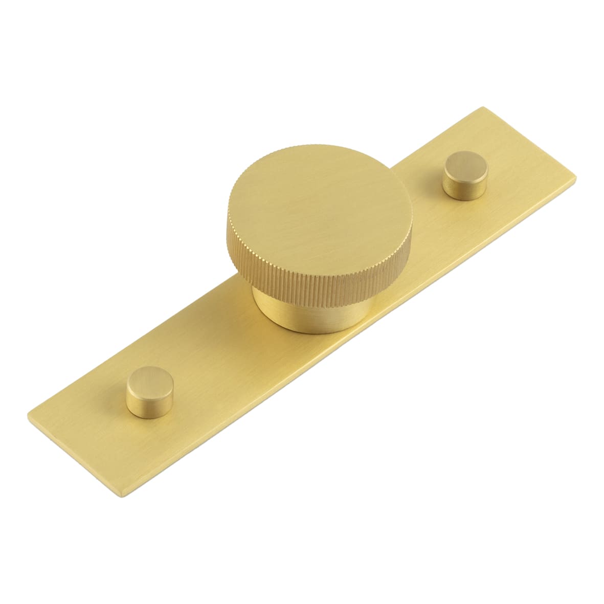 Thaxted Lines Round Cabinet Knob on Plain Backplate - 40mm Diameter - Satin Brass