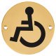Disabled Toilet Door Sign - 75mm Diameter - Polished Brass