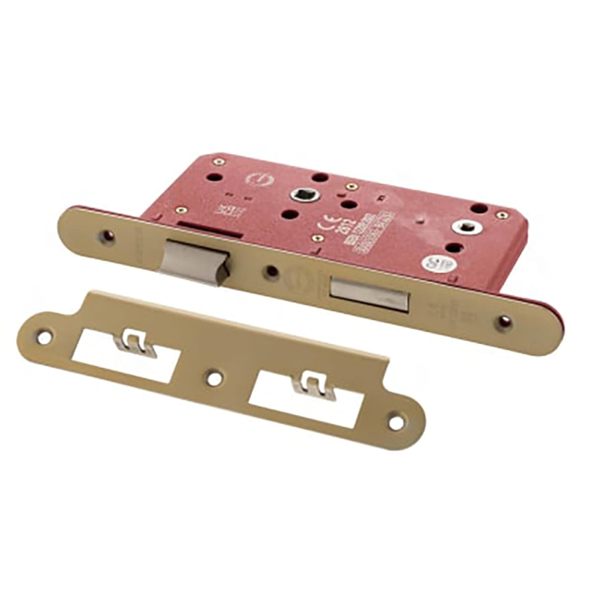 DIN Bathroom Lock - 88mm Case - 60mm Backset - Radius - Satin Brass