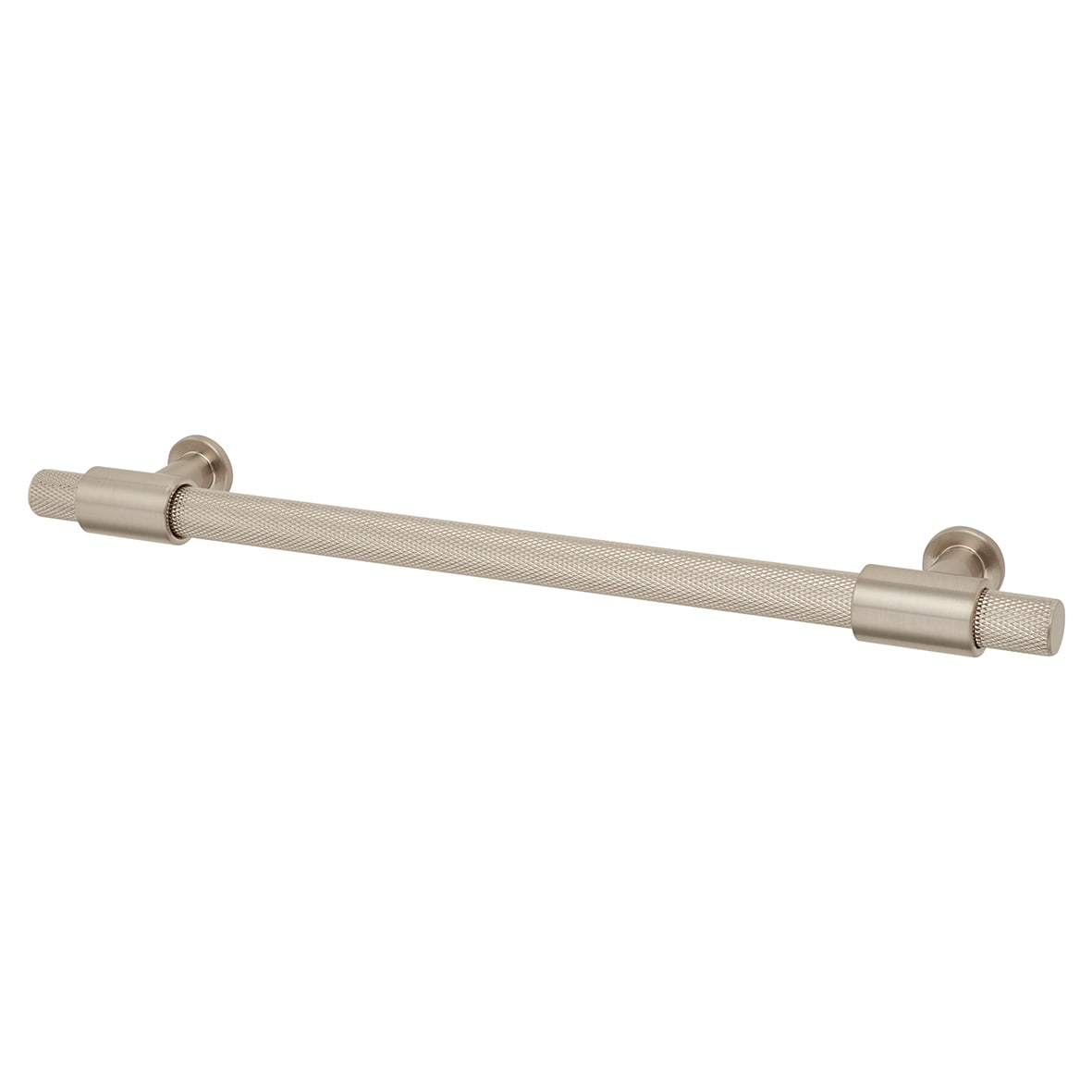 Falmouth 12mm Knurled T-Bar Cabinet Pull Handle - 192mm Centres - Satin Nickel