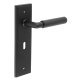 Black Fire Rated Keyhole Lock Door Handles - Piccadilly - 200 x 55mm