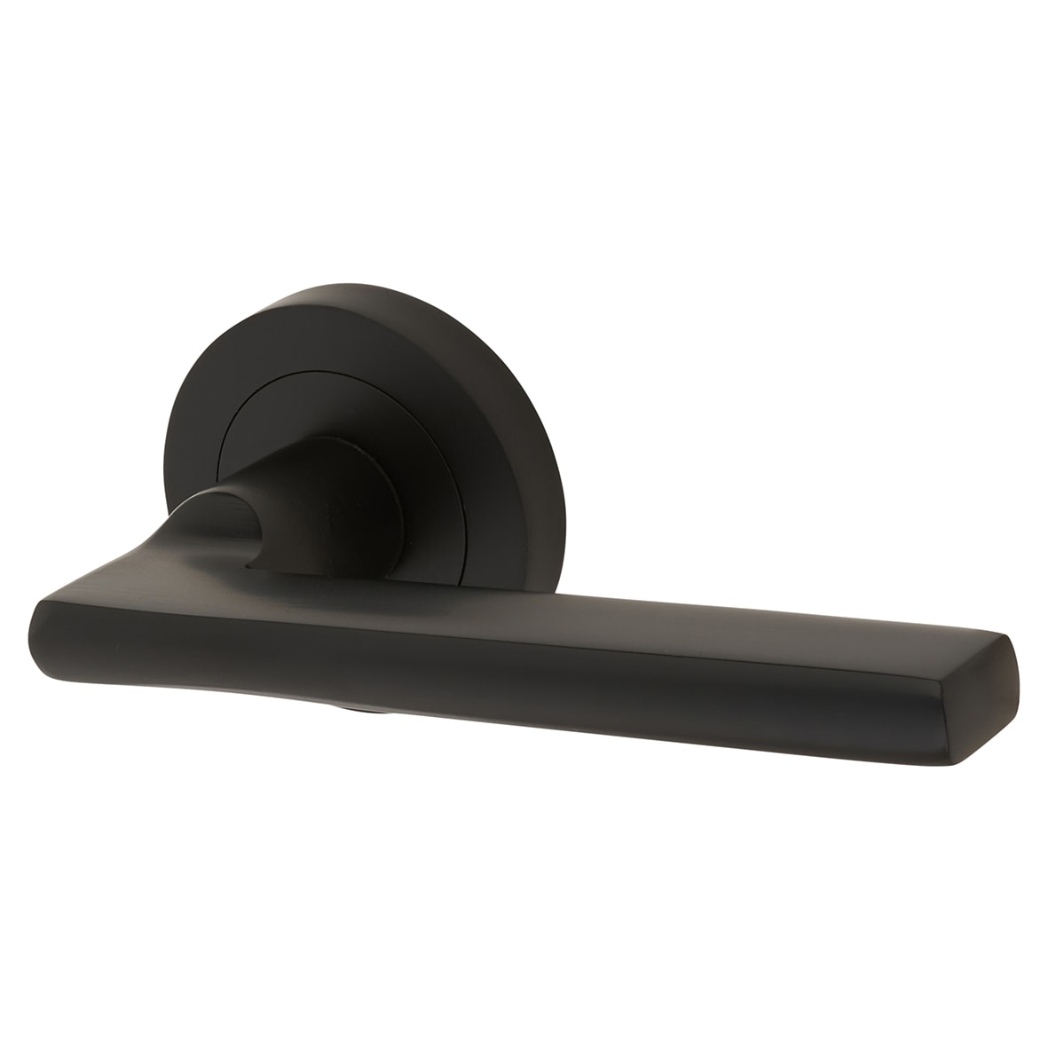 Matt Black Door Handles on Round Rose - Lexi Range