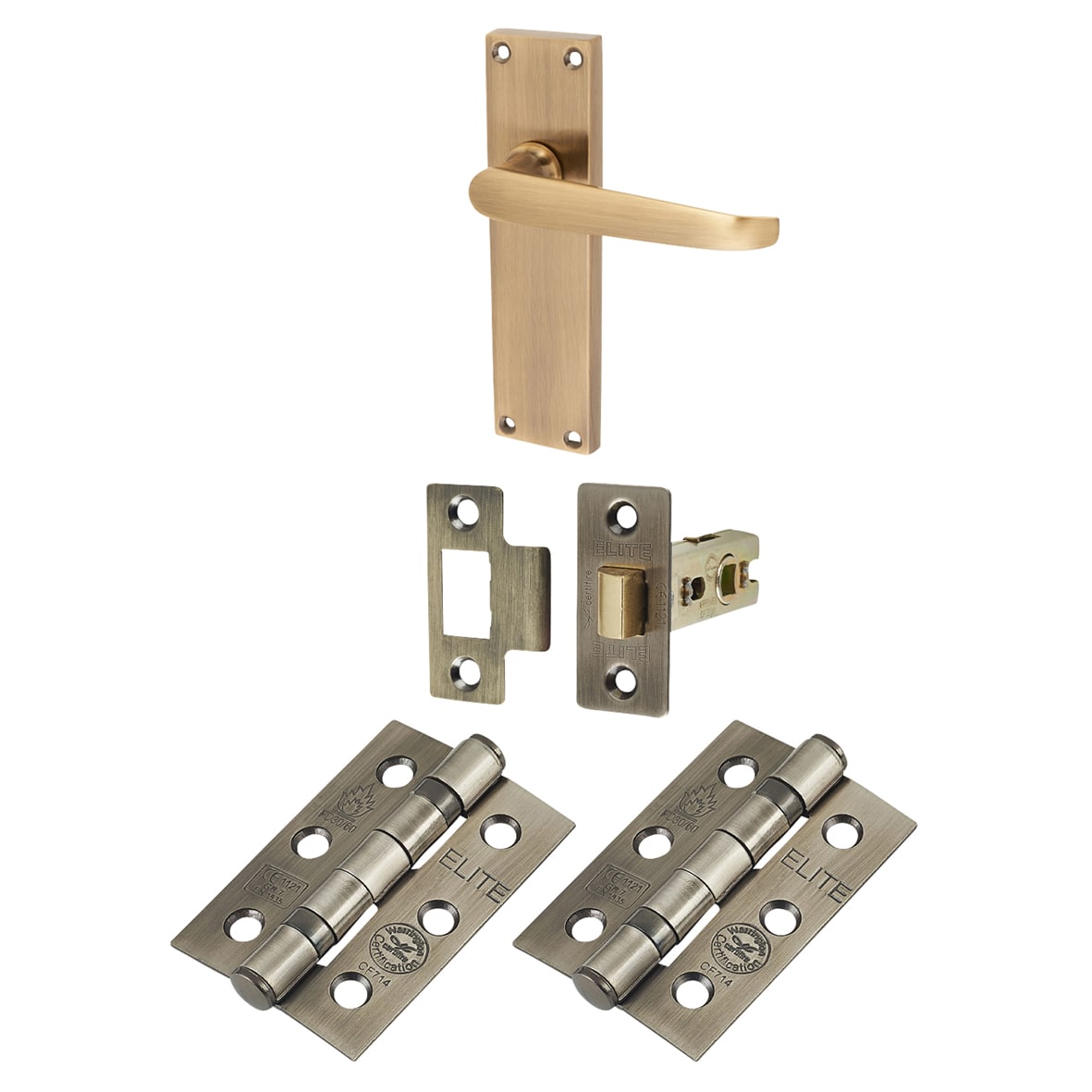 Antique Brass Victorian Straight Latch Door Handles Pack
