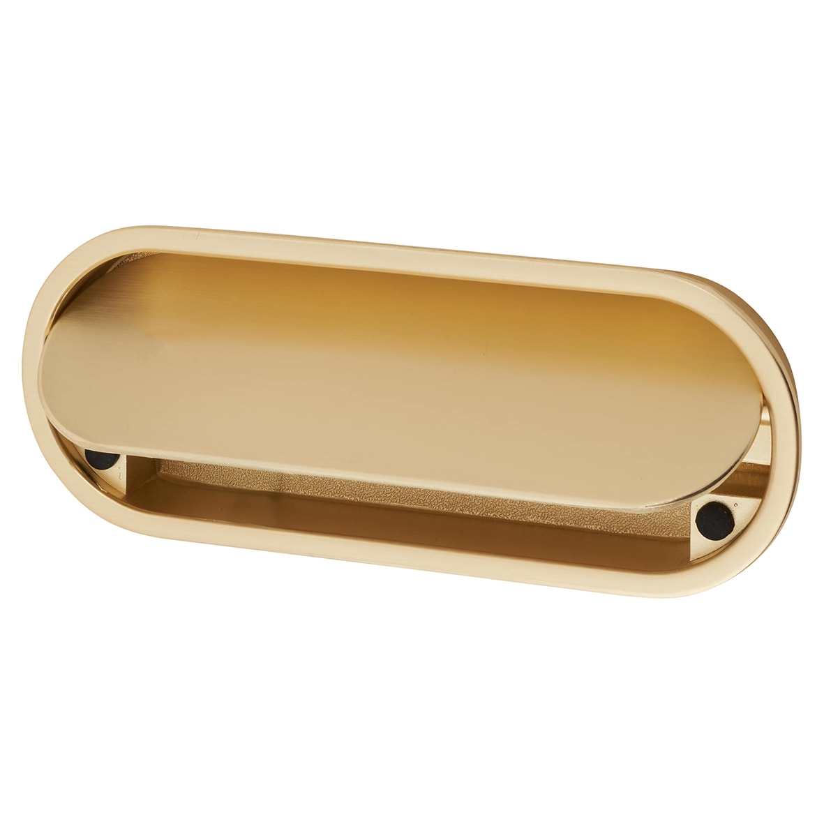 Eccles Oval Flush Cabinet Pull Handle - 117 x 47mm - Satin Brass