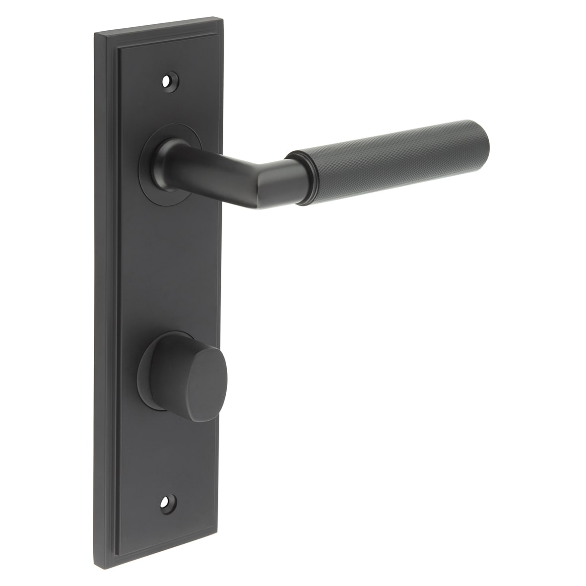 Black Fire Rated DIN Bathroom Door Handles - Piccadilly - Inner 2 - 200 x 55mm