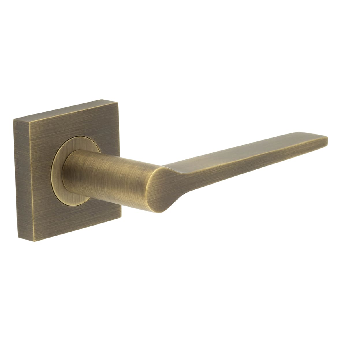 Antique Brass Fire Rated Door Handles on Square Rose - Knightsbridge Range