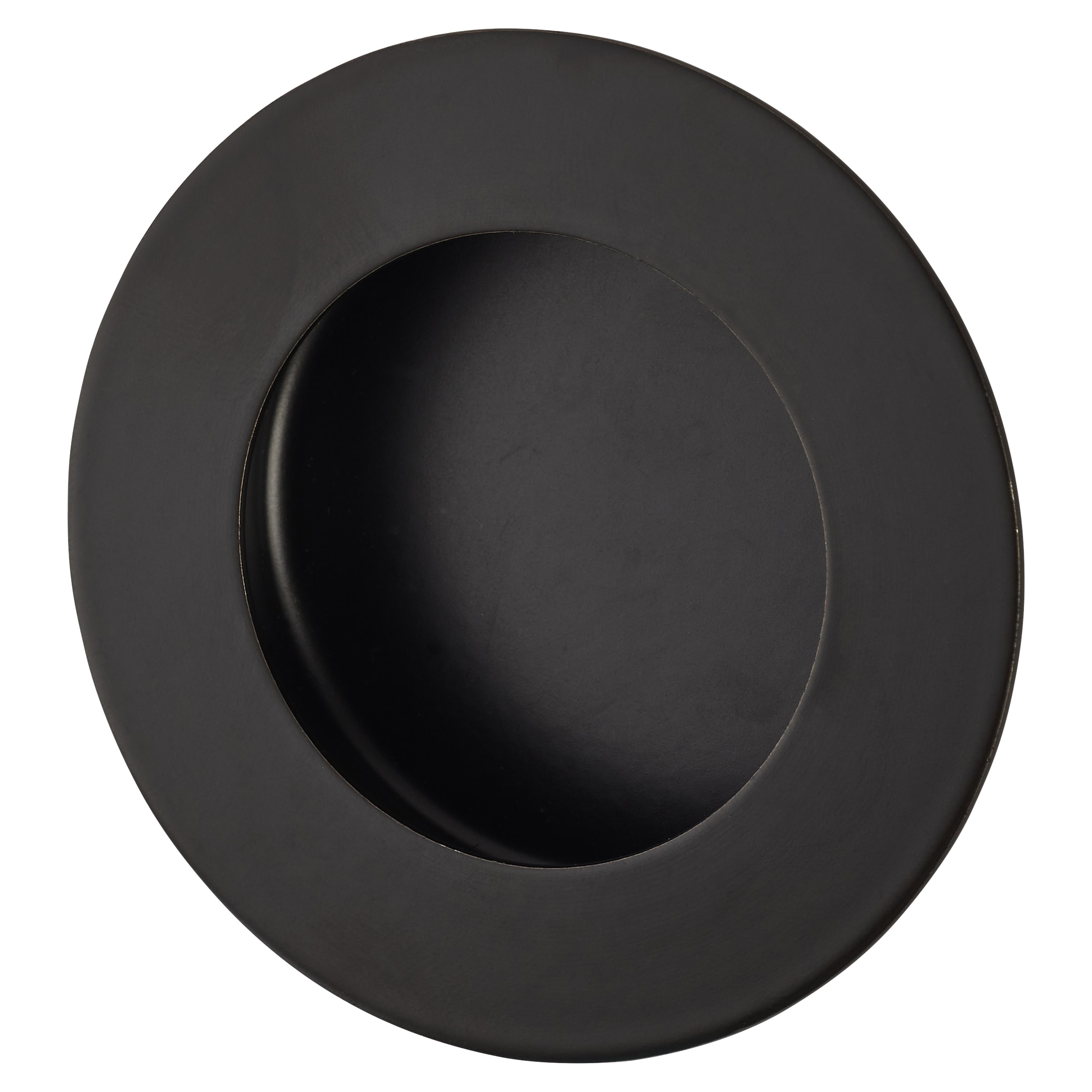 Circular Flush Cabinet Pull Handle - 65mm Diameter - Matt Black