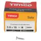 Solo Chippy Pozi Countersunk Wood Screws - 3.0 x 15mm - Zinc Plated - Pack of 200