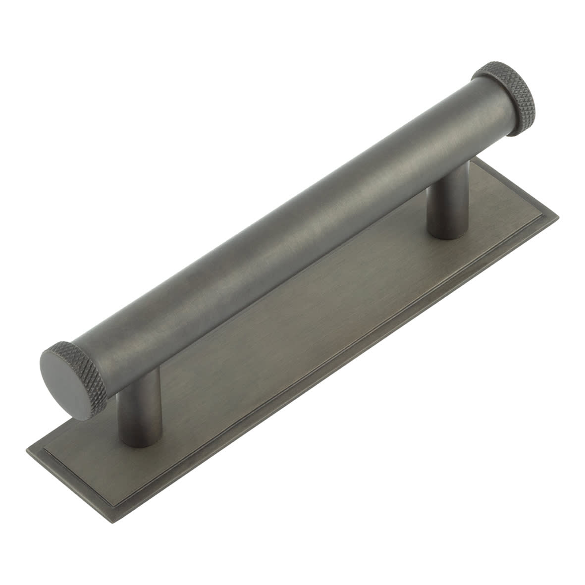 Wenlock 15mm Knurled T-Bar Cabinet Pull Handle on Stepped Backplate - 96mm c/c - Dark Bronze