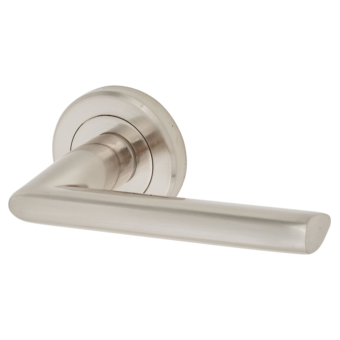 Brass Satin Nickel Door Handles on Round Rose - Dieci Range