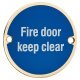 Fire Door Keep Clear Door Sign - 75mm Diameter - Polished Brass