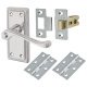 Polished Chrome Budget Rope Edge Scroll Latch Door Handles Pack - Short Plate