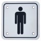Mens Square Toilet Door Sign - 100 x 100mm - Polished Stainless