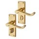Polished Brass Budget Scroll Privacy Door Handles - Short Plate - Mia Range - 114 x 42mm