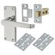 Polished Chrome Budget Straight Latch Door Handles Pack - Short Plate