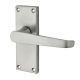 Satin Chrome Budget Straight Latch Door Handles - Short Plate - Mia Range - 114 x 42mm