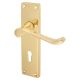 Polished Brass Victorian Scroll Keyhole Lock Door Handles - 155 x 42mm
